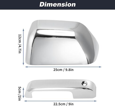 Motoforti 2x Top Half Mirror Cover Caps and 4x Door Handle Cover Trims, Left & Right Chrome Plated Upper Mirror Cap for Ford F-250/F-350/F-450/F-550 Super Duty 2017-2022, W/O Smart Keyhole in Saudi Arabia