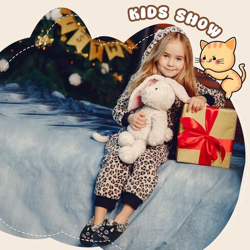 Girls Cute Black Cat Slippers, Fuzzy Slip-on House Shoes Warm Fluffy Plush Indoor Home Slippers (Little Kid/Big Kid) in Kuwait