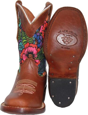 Kids Western Boot Girls Floral Cowboy Cowgirl Leather Brown Boot in Saudi Arabia