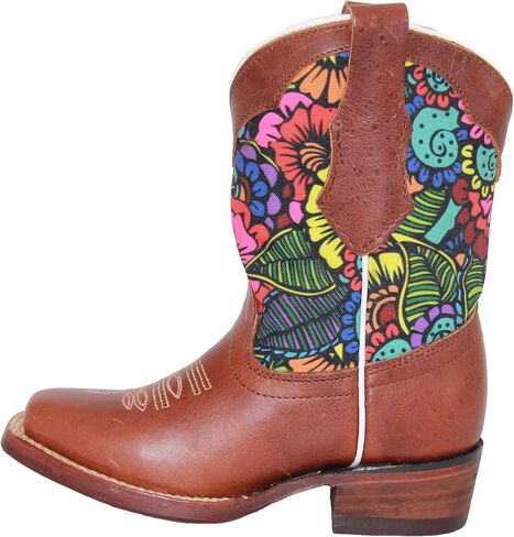 Kids Western Boot Girls Floral Cowboy Cowgirl Leather Brown Boot in Saudi Arabia