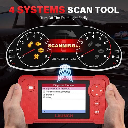 LAUNCH Creader VII+ Automotive OBD2 Scanner Diagnostic Scan Tool Check ABS SRS Transmission and Engine Code Reader in Saudi Arabia