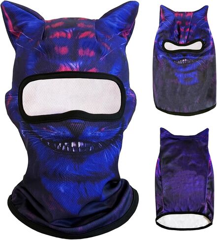 3D Blue Cat Animal Ski Balaclava Sheisty Face Mask with Ears for Music Festivals Raves Ski Halloween Party Outdoor Activities in Saudi Arabia