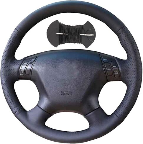 غطاء عجلة قيادة السيارة من الألياف الدقيقة المصنوعة من الجلد مناسب لسيارة Honda Accord 7 2003-2007 Odyssey 2005-2010، أسود in Kuwait