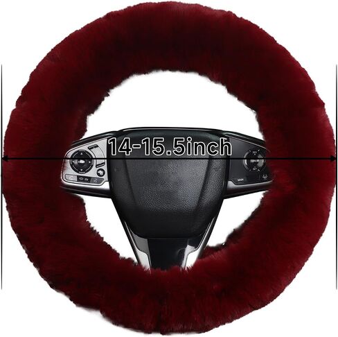Cxtiy Cute Fluffy Steering Wheel Cover - 14-15 inch Fuzzy Warm Soft Plush Wool Fur Car Accessory for Women, Men, Girls (Burgundy) in Saudi Arabia