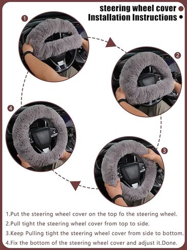 Cxtiy Cute Fluffy Steering Wheel Cover - 14-15 inch Fuzzy Warm Soft Plush Wool Fur Car Accessory for Women, Men, Girls (Burgundy) in Saudi Arabia