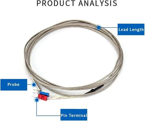 Thermocouple Thread Type K 1~10M Probe Type Shielded Braide Wire Thermocouple Temperature Sensor for Temperature Controller(K Type 5 M) in Saudi Arabia