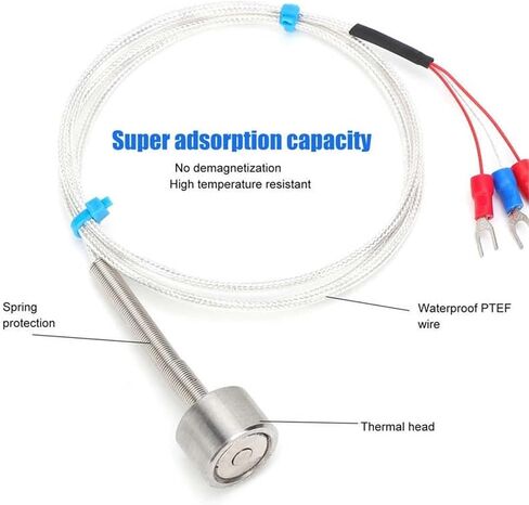 PT100 Magnetic Temperature Sensor Waterproof Adsorption Thermistor ‑60 to +250℃ Temperature Sensor Probe(4m) in Saudi Arabia
