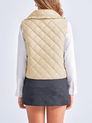 Tankaneo Womens Quilted Puffer Vest Tie Front Lightweight Sleeveless Outerwear Padded Gilet Jacket in Kuwait