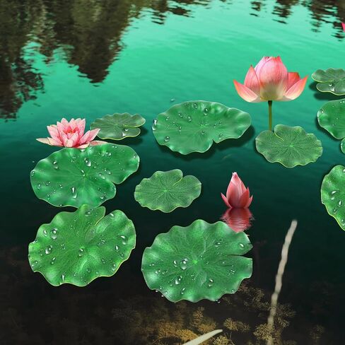 10Pcs Floating Lily Pads for Ponds, 5 Sizes Fake Lily Pads, Artificial Lily Pads for Ponds, Realistic Lotus Leaves Decorative, EVA Foam Lily Pads for Pool Fountain Garden Aquarium Decor in Saudi Arabia