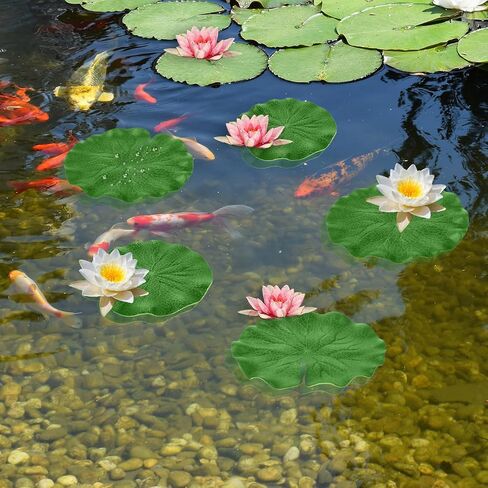 10Pcs Floating Lily Pads for Ponds, 5 Sizes Fake Lily Pads, Artificial Lily Pads for Ponds, Realistic Lotus Leaves Decorative, EVA Foam Lily Pads for Pool Fountain Garden Aquarium Decor in Saudi Arabia