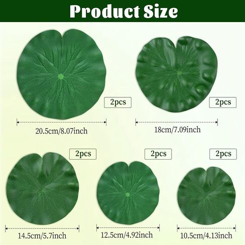 10Pcs Floating Lily Pads for Ponds, 5 Sizes Fake Lily Pads, Artificial Lily Pads for Ponds, Realistic Lotus Leaves Decorative, EVA Foam Lily Pads for Pool Fountain Garden Aquarium Decor in Saudi Arabia