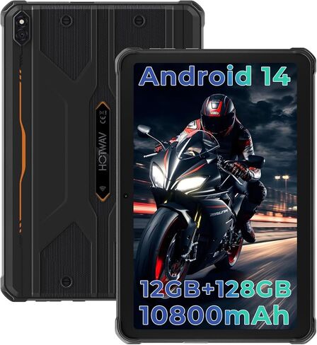 Hotwav R8 Tablet Tablet Android 14-10.1inch HD+ Tabroof المقاومة للماء ، 10800 مللي أمبير في الساعة ، 12 جيجا بايت+ 128 جيجا بايت/TF 1TB ، 13MP+ 5MP الكاميرا في الهواء الطلق ، أوكترا/ثنائي SIM 4G/WLAN 5/IP68 & IP69K/IP69K/FACK/GPS/otg Orange in Kuwait