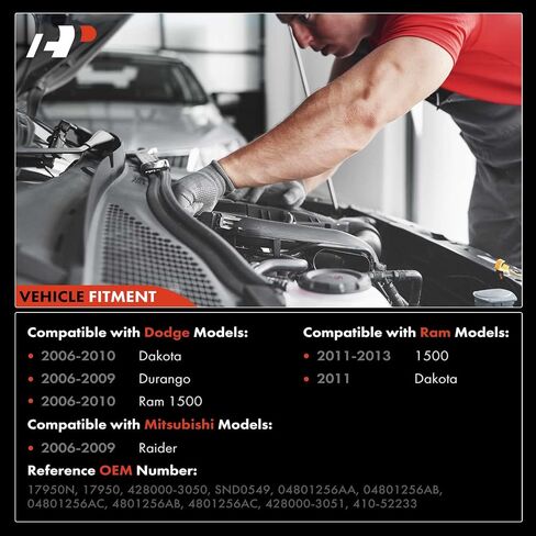 A-Premium Starter Motor Compatible with Ram 1500 2011-2012 & Dodge Ram 1500/Dakota 2006-2010, Durango 2006-2009 & Mitsubishi Raider 06-09, 3.7L 4.7L, 12V 1.1KW 9-Teeth Clockwise, Replace# 04801256AA in Saudi Arabia