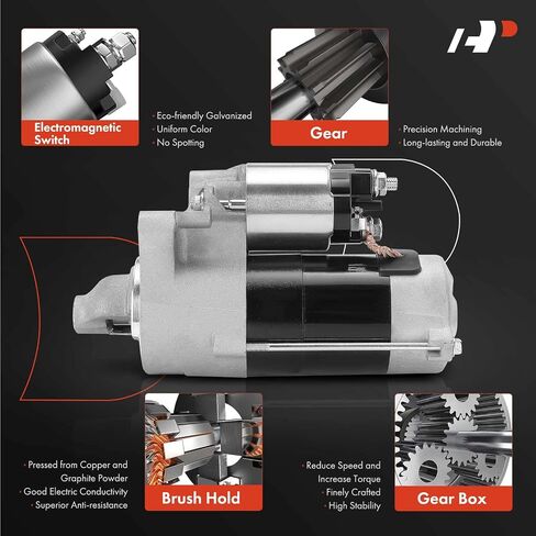 A-Premium Starter Motor Compatible with Ram 1500 2011-2012 & Dodge Ram 1500/Dakota 2006-2010, Durango 2006-2009 & Mitsubishi Raider 06-09, 3.7L 4.7L, 12V 1.1KW 9-Teeth Clockwise, Replace# 04801256AA in Saudi Arabia