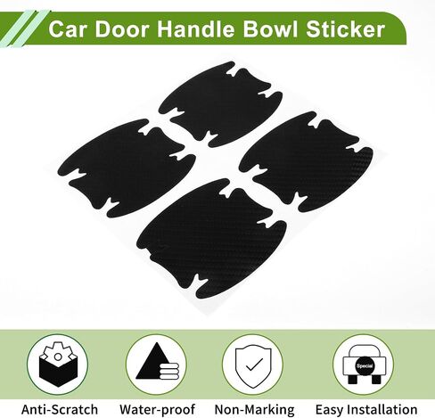 Universal 92x98mm Car Door Handle Bowl Sticker Anti-Scratches+Auto Door Handle Protective Film 4 Pcs Black in Saudi Arabia