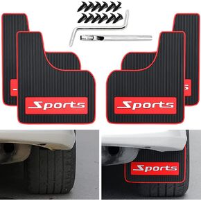 TUCAREST Mini Size, Car Universal Mud Flaps Mudguards Soft Rubber All Weather Wide Body Fits for Sedan Convertible, Hatchback, Coupe Exterior Accessories - 4 Kits Set