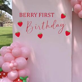 Berry First Birthday Wall Decal - Sweet One Birthday Party Decoration,Berry First Birthday Sticker,Strawberry 1st Party Supplies for Girls