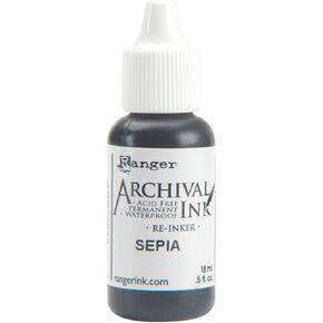 Ranger Archival Pad Reinker .5oz, Sepia