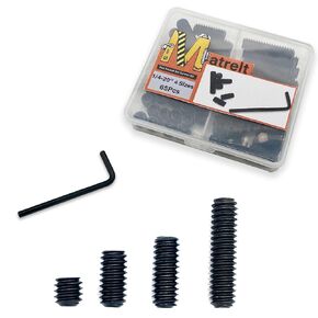 40pcs 1/4-20x1/2" Hex Socket Set Screws Assortment Kit, Black Alloy Cup Point Grub Screw for Bathroom Fixtures Door Handles Stripper Pole Rack Screws Precision Instrument ETS