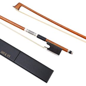 MI&VI NB-820B Professional Handmade Violin Bow 4/4 (Full Size) with Bow Case Included | Well Balanced | Perfect Weight | Mongolian Horse Hair - MIVI Music