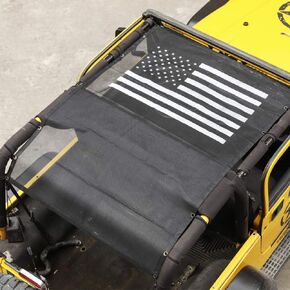 Voodonala for Jeep TJ Durable Mesh Sunshade Top Cover Provides UV Sun Shade Protection for 1997-2006 Jeep Wrangler TJ(US Flag)