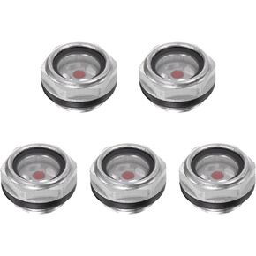 uxcell Air Compressor Oil Level Gauge Sight Glass G1/2" Male Threaded Aluminum Glass Liquid Indicator Sight Window 5Pcs