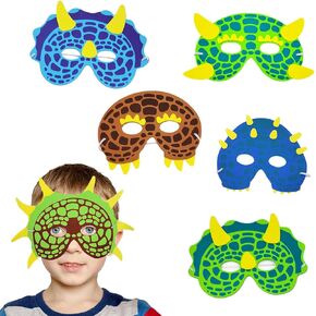 Dinosaur Foam Masks, Spooky Designs, Halloween Face Costume Accessories, Fun Party Favor Supplies, Great for Quick Costumes, 7.5" Inches (12-Pack)