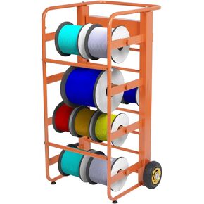 Gtouse Wire Spool Rack Multi Axle Wire Rack Dispenser 11 Rods Heavy Duty Wire Spool Cart with Wheels Electric Wire Reel Holder Cable Dispenser for Electrical Industrial Retail