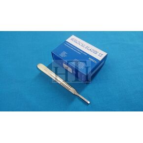 100 SCALPEL STERILE BLADES #20 WITH FREE SCALPEL HANDLE #4 (HTI BRAND)