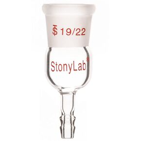 StonyLab Glass Straight Inlet Adapter with 14/20 Female Glass Joint Outer Joint and 8mm ID 12mm OD Hose Connection Lab Glassware