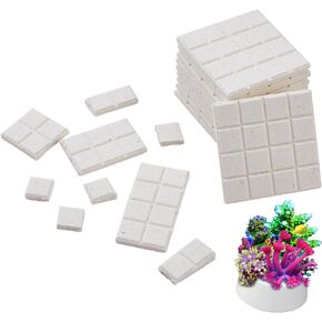CHGCRAFT 12Pcs Ceramic Coral Frag Tiles Aquarium Coral Rack Support Bracket Aquarium Coral Base Stand Square Base Tiles Heat Diffuser Sheet for Most Aquarium Coral Fragments