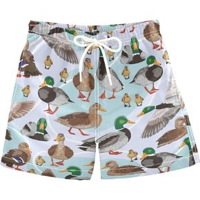 Cute Mallard Ducks Boys Swim Trunks Farmhouse Animals Toddler Beach Board Shorts Bathing Suit 2T
