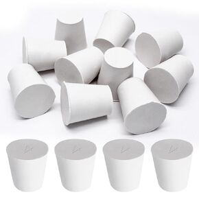 Uenhoy 10 Pcs White Solid Rubber Stoppers 2# Tapered Lab Rubber Plugs for Sealing, 20mm x 15mm x 26mm