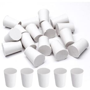 Uenhoy 10 Pcs White Solid Rubber Stoppers 2# Tapered Lab Rubber Plugs for Sealing, 20mm x 15mm x 26mm in Kuwait