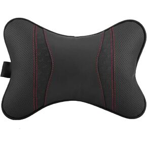 Car Seat Headrest, Auto Accessories Leather/PP Cotton Car Rest Cushion Seat Head Headrest Neck Rest Pillow Pad Support(BLACK)