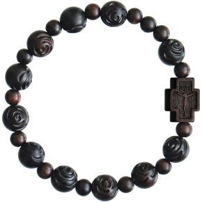Jujube Wood Rose 10mm Rosary Bracelet