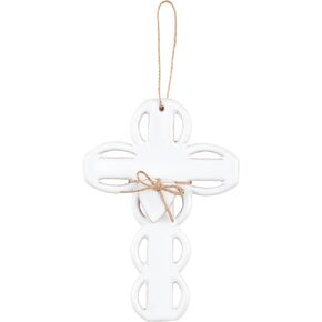 Mud Pie Scalloped Ceramic Cross, Medium