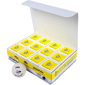 Dunlop Sports Pro Glass Court Squash Ball (White, Pack of 12)