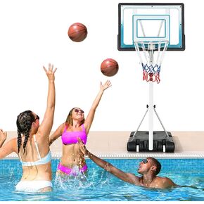 DWVO Pool Basketball Hoops, Swimming Poolside Basketball Goal, Portable Basketball Hoop Outdoor