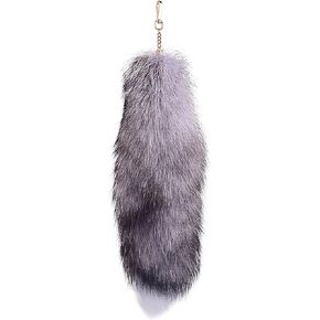 QBTZJ Fox Tail Fluffy Furry Fox Fur Tail Keychain Black Red White Furry Tails Faux Fur Tail for Cosplay Party Costume