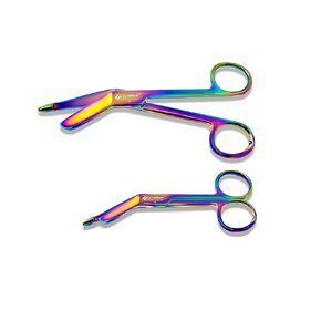 Cynamed Set of 2 Lister Bandage Scissors - Perfect for EMT, Paramedics, First Aid, Responders, Doctors, Nurses, Students and More (4.5 in. + 5.5 in., Rainbow)