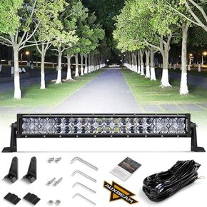 Auxbeam LED Light Bar 52 Inch 300W, 30000 Lumens Waterproof Work Light Off Road Driving Lamp, 5D Lens Double Row Spot Flood Combo Fog Light with Wiring Harness for Pickup Trucks SUV ATV UTV Boat