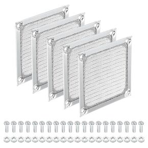 PATIKIL 140mm Computer Fan Filter Grill with Screws, 4 Pack Aluminum Frame with Stainless Steel Mesh Dustproof Case Cover for Computer, Fan, Silver Tone