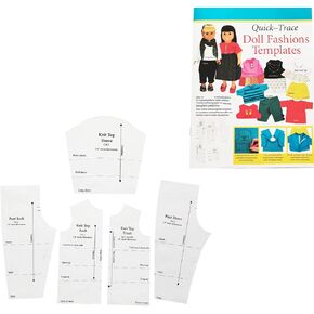 YICBOR Quilting Rulers and Templates, Quick-Trace Doll Fashions Templates Wardrobe Basic Using Five Durable Plastic Template Patterns(1Set=5pcs)