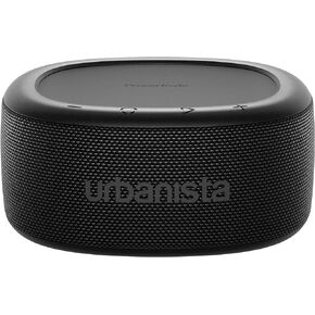 Urbanista Malibu Small Solar Bluetooth Speaker, 20W Wireless Portable Speaker, Infinite Playtime, IP67 Waterproof Speaker for Outdoor, Travel, Dual Pairing Speakers for iPhone, Samsung & More, Black