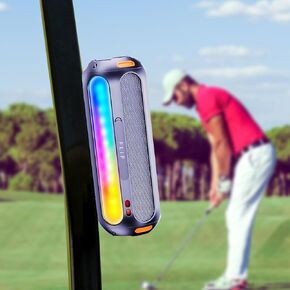 ABFOCE Golf Speaker Magnetic Bluetooth Speaker with 7 Colorful Flashing Lights 20W Super Bass 15H Playtime Portable Waterproof for Golf Cart,Golf Gifts,Outdoor, Home (Black)