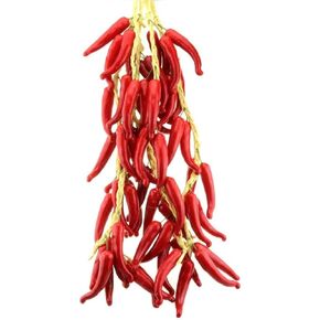 Gresorth 5 Strings Fake Vegetable Bunch Artificial Red Pepper Decoration for Home Kitchen Shop Party Show Food Display