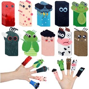 Outus 30 Pcs Passover Finger Plagues Puppet Kit Felt Plagues Finger Puppets for Pesach Seder Celebration Festival Party Supplies, 10 Styles (Plagues)