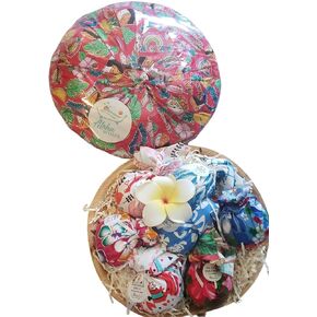 Handmade Bath Bomb Gift Pack Assortment wrapped in Musubi Red Playful Fabric