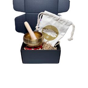 Tibetan Singing Bowl Set with Wooden Striker and Cushion, 3.5 Inches bowl diameter, Hand Crafted (Orange Bowl Cushion)